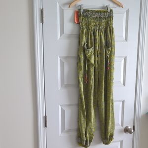 Junglee Bille Silk Green Patterned Women's Pants Waist 12-20 L42